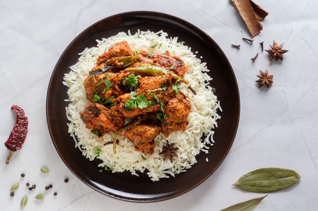 Bagara Rice with Chicken Fry