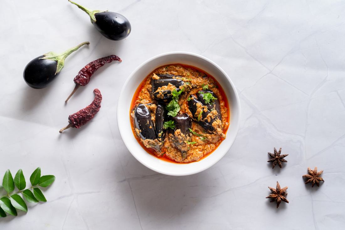 Stuffed brinjal curry
